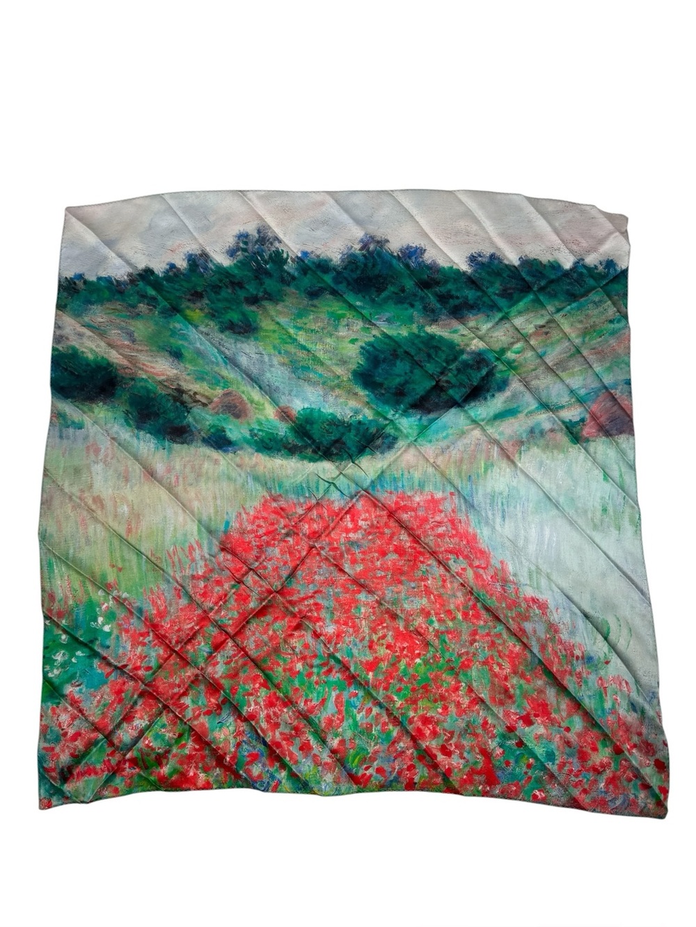 Museum Of Fine Arts Boston 100% Silk Scarf Poppy Field Hollow 27X27